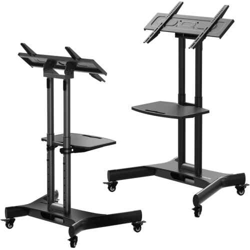 ONKRON Mobile TV Stand Rolling TV Cart with Tilt & 1 Shelf for 32" 70 inch LCD LED OLED Flat Panel Plasma Screens up to 100 lbs TS1350 Black - Image 6