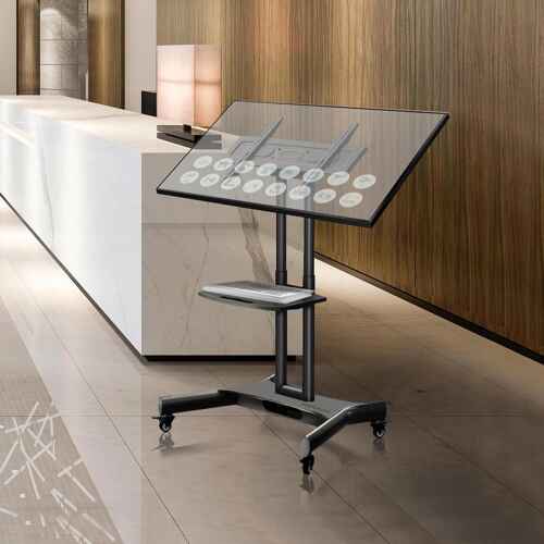 ONKRON Mobile TV Stand Rolling TV Cart with Tilt & 1 Shelf for 32" 70 inch LCD LED OLED Flat Panel Plasma Screens up to 100 lbs TS1350 Black - Image 4
