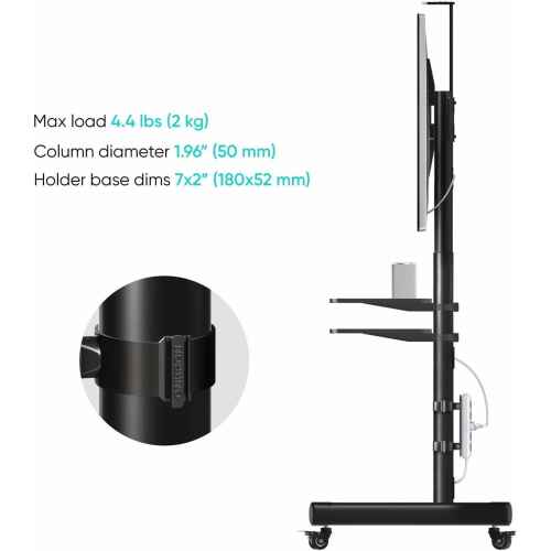 ONKRON Power Strip Surge Protector Mounting Bracket for TS1881 TV Stand Column Diameter 50 mm (APS1881) Black - Image 4