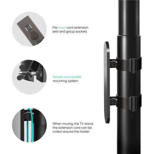 ONKRON Power Strip Surge Protector Mounting Bracket for TS1881 TV Stand Column Diameter 50 mm (APS1881) Black - Image 5