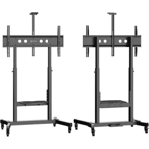 ONKRON Mobile TV Stand Mobile TV Cart with Wheels for 50-100 Inch LCD LED Flat Curved Screens up to 265 lbs, Height Adjustable Portable TV Stand with Tilt, Large Base, Max VESA 1000x600 mm, Black - Image 3