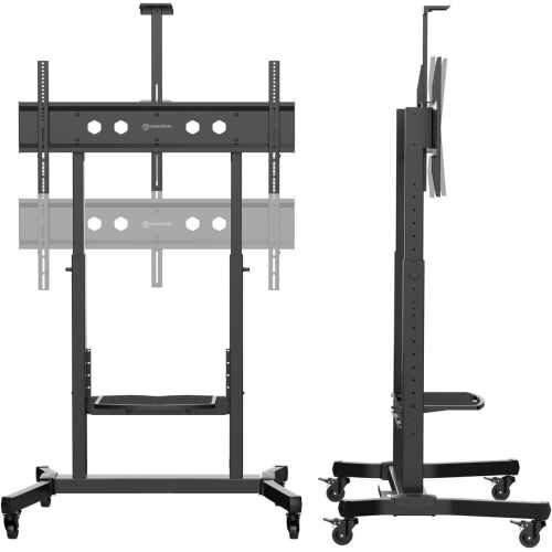 ONKRON Mobile TV Stand Mobile TV Cart with Wheels for 50-100 Inch LCD LED Flat Curved Screens up to 265 lbs, Height Adjustable Portable TV Stand with Tilt, Large Base, Max VESA 1000x600 mm, Black - Image 5