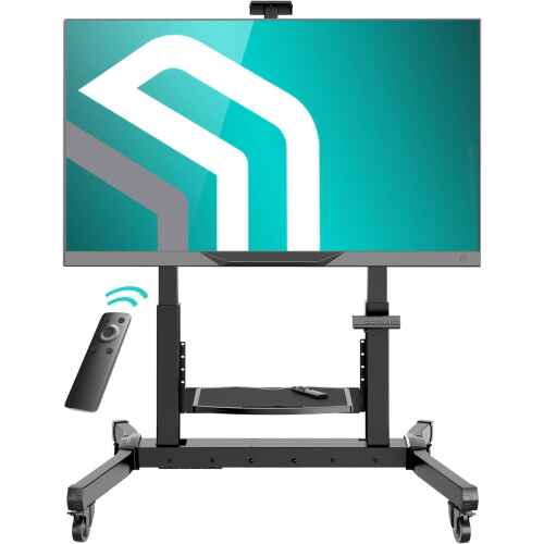 ONKRON Motorized TV Lift with Wheels - Mobile TV Stand Cart for 50-100 Inch Flat/Curved Screens up to 265 lbs - Height Adjustable TV Cart - Automatic TV Lift Mechanism with Remote Control, Black