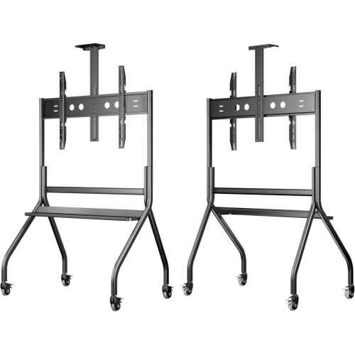 ONKRON Portable TV Stand with Wheels - Mobile TV Cart for 60-120" TVs up to 331 lbs, TV Cart Rolling TV Stand Height Adjustable, TV Stand Rolling TV Mount with 2 Shelves, Heavy Duty Stand Black - Image 5