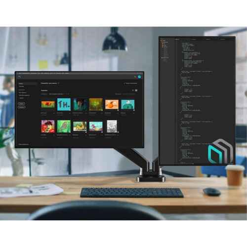 ONKRON Double Monitor Mount for Two 13-32 Inch Screens up to 17.6 lbs, Gas Spring Dual Monitor Arm Desk Mount VESA 75x75 / 100x100 - Dual Computer Monitor Mount for Desk Swivel Tilt Rotation Black - Image 3