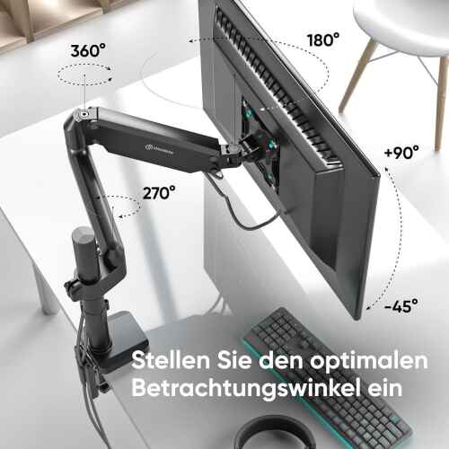 Single Monitor Desk Mount for 13-34 inch Flat/Curved Screens up to 26.5 lbs - Adjustable Monitor Stand Full Motion Gas Spring Monitor Arm Single Monitor Mount Ultrawide Monitor Arm Black - Image 3