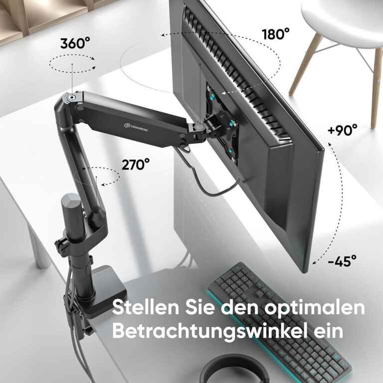 Single Monitor Desk Mount for 13-34 inch Flat/Curved Screens up to 26.5 lbs - Adjustable Monitor Stand Full Motion Gas Spring Monitor Arm Single Monitor Mount Ultrawide Monitor Arm Black - Image 3