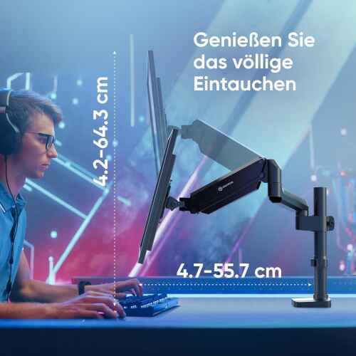 Single Monitor Desk Mount for 13-34 inch Flat/Curved Screens up to 26.5 lbs - Adjustable Monitor Stand Full Motion Gas Spring Monitor Arm Single Monitor Mount Ultrawide Monitor Arm Black - Image 5