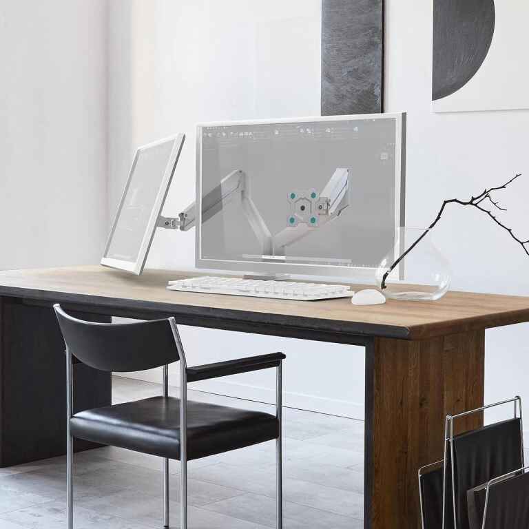Dual Monitor Arm White for 13-32 inch Screens up to 19.8 lbs Each - Monitor Mounts for 2 Monitors - Dual Computer Monitor Stand for Desk VESA 75x75 100x100 Adjustable Gas Spring Desk Mount - Image 2