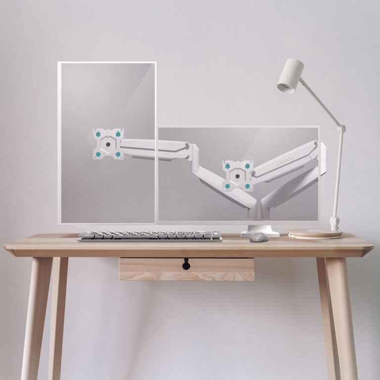 Dual Monitor Arm White for 13-32 inch Screens up to 19.8 lbs Each - Monitor Mounts for 2 Monitors - Dual Computer Monitor Stand for Desk VESA 75x75 100x100 Adjustable Gas Spring Desk Mount - Image 3