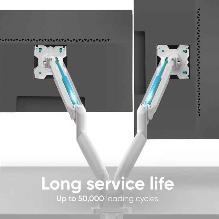Dual Monitor Arm White for 13-32 inch Screens up to 19.8 lbs Each - Monitor Mounts for 2 Monitors - Dual Computer Monitor Stand for Desk VESA 75x75 100x100 Adjustable Gas Spring Desk Mount - Image 7