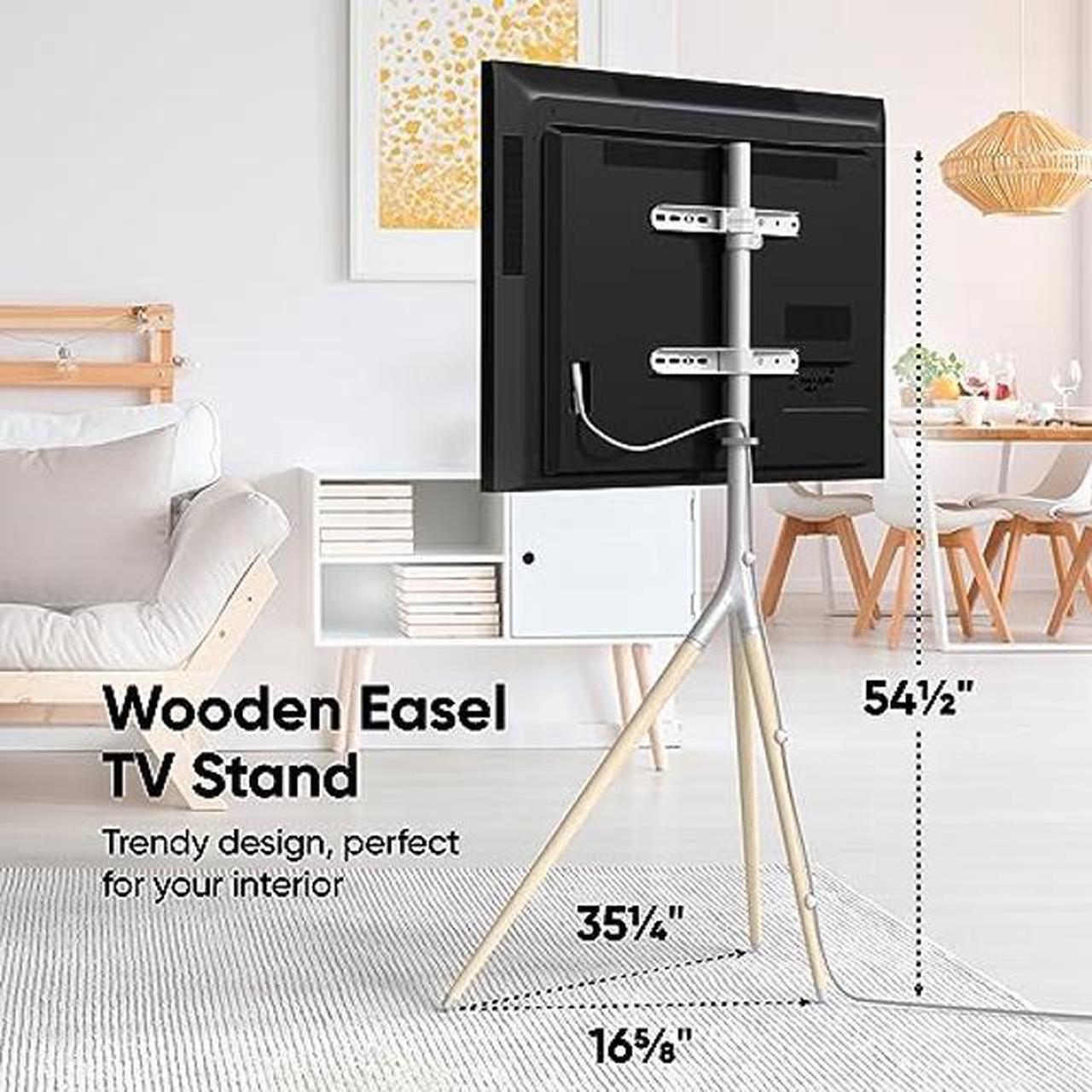 ONKRON Easel TV Stand Wooden for 32-65 Inch TVs up to 77 lbs - Universal Swivel TV Stand Height Adjustable max 400x400 VESA - Tripod TV Stand Floor Standing/Corner TV Stand with Mount White %count(title) +254720548999 ONKRON Easel TV Stand Wooden for 32-65 Inch TVs up to 77 lbs - Universal Swivel TV Stand Height Adjustable max 400x400 VESA - Tripod TV Stand Floor Standing/Corner TV Stand with Mount White - Image 2