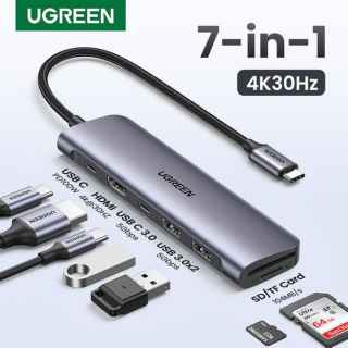 Ugreen CM195 Multifunction 7 in 1 Hub Adapter, USB-C To USB 3.0 (2 port) + USB-C + 4K HDMI + SD & TF Card reader + PD Converter (UG- 15214) - Kenya