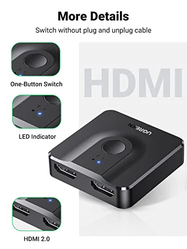 UGREEN CM217 HDMI Switch 4K@60Hz HDMI Splitter 2 In 1 Out Bi-directional Switcher (UG- 50966) - Kenya %count(title) +254720548999 UGREEN CM217 HDMI Switch 4K@60Hz HDMI Splitter 2 In 1 Out Bi-directional Switcher (UG- 50966) - Kenya - Image 2