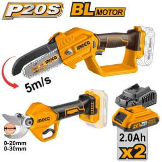 Ingco COSLI240306 Cordless Mini Chain Saw & Straight Shear Combo Kit (20V) - Kenya