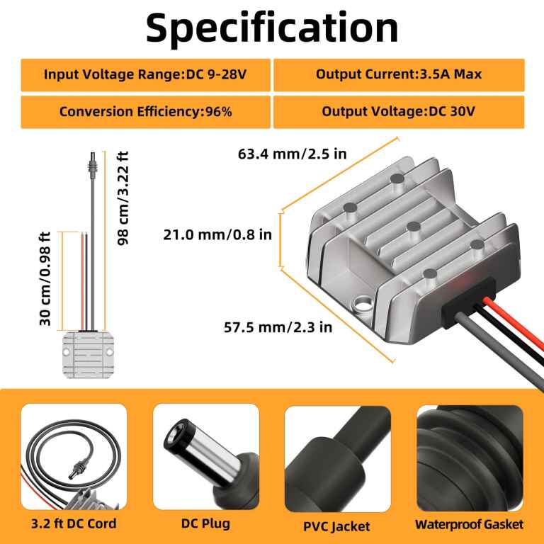 DC 9V to 28V Boost Converter with DC Power Cable for Starlink Mini - Image 2