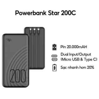 Itel Star-200C Power Bank - 20000 mAh Rated Input: DC 5.0V/2A,Rated Output: DC 5.0V/2.1A, Max Connector:Type：A+A+C+M - Kenya