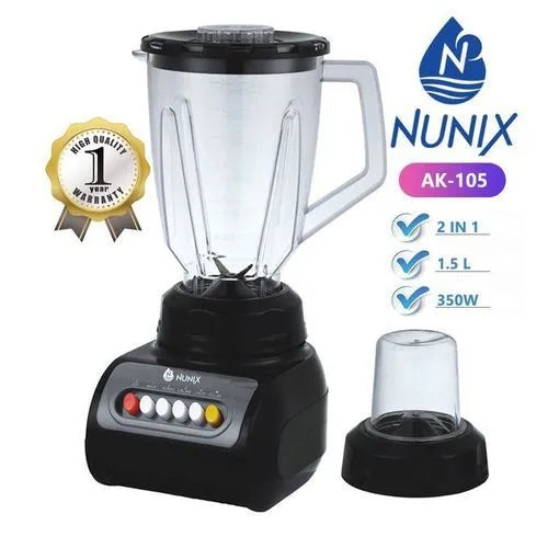 Nunix AK-105 2-In-1 Blender 1.5L With Grinding Machine - Kenya %count(title) +254720548999 Nunix AK-105 2-In-1 Blender 1.5L With Grinding Machine - Kenya