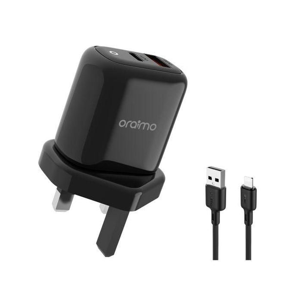 Oraimo OCW-5184U+L53 Cannon 18S 18W Iphone Lightning Cable Wall Charger Kit - Kenya