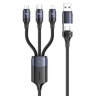 USAMS Multi Charging Cable 4 in 1 Dual iOS/Type C/Micro USB Nylon Braided (1.2m) - Kenya