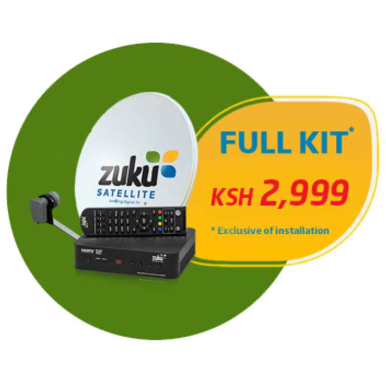 ZUKU Satellite TV Full Kit Kenya+ 1 Month Free Premium