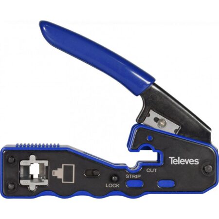 Automatic cutting crimper for through and non-through RJ45...