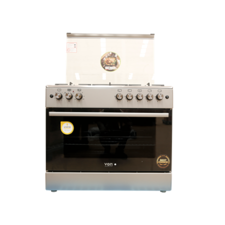 Von VAC9FO50WX 4 Gas + 1 Wok Burner Cooker - Thermostat, Mechanic Timer, Lamp - Kenya