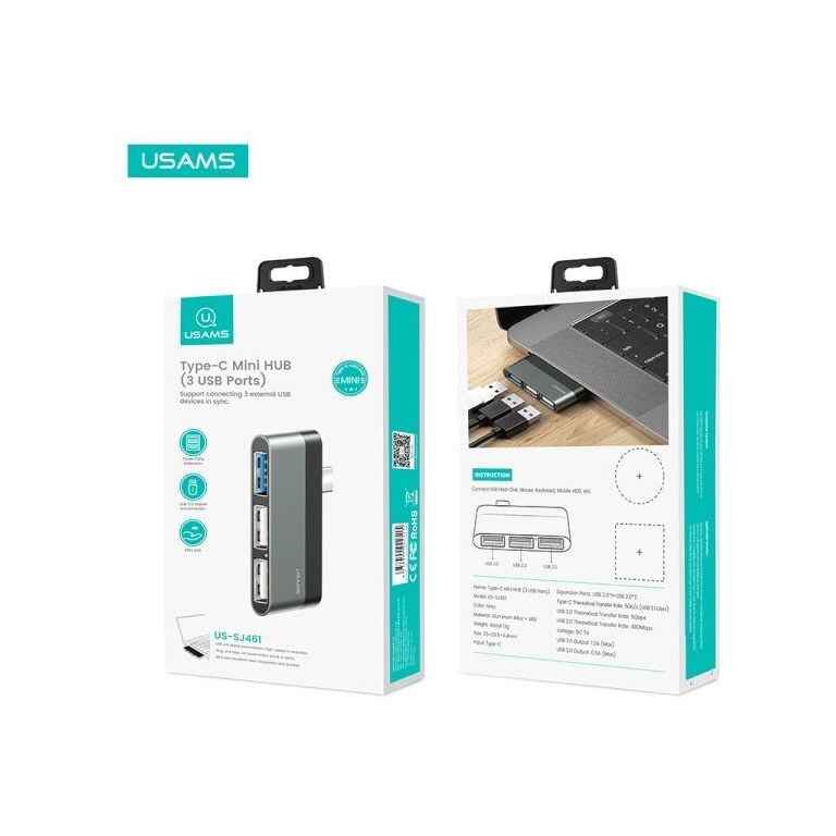 USAMS US-SJ461 Type-C Mini HUB Type-C to 3 USB 3.0 / 2.0 (SJ61HUB01) - Kenya - Image 2