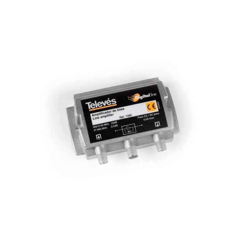 Line amplifier 1in/1out UHF/FI 2,5/20dB + DC Televes