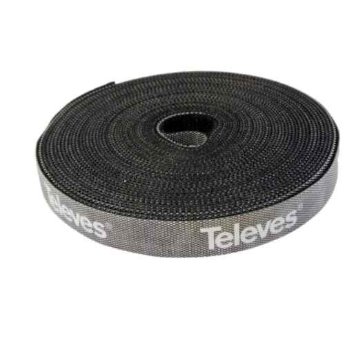 Velcro tape for cables reel 8m, width 15mm Black Televes