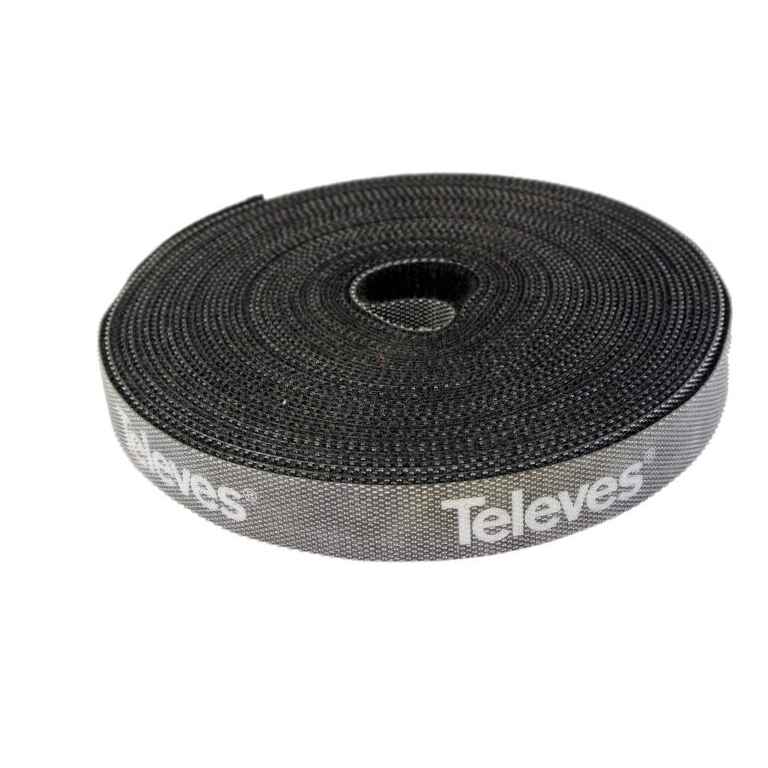Velcro tape for cables reel 8m, width 15mm Black Televes