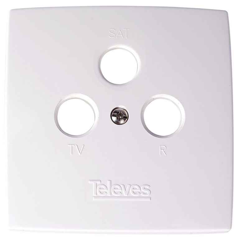 White trim takes 3 connectors TV-R-SAT Televes