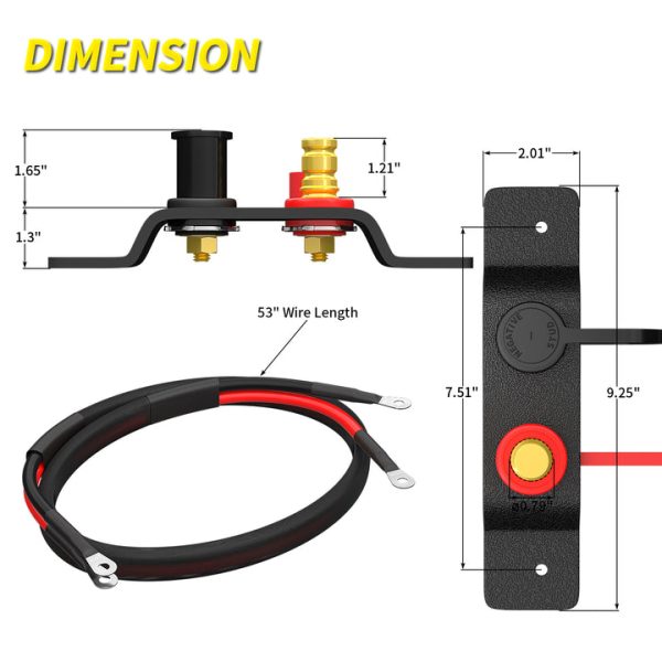 150A Remote Battery Jump Post Kit with
  Cable and Mounting Bracket - Image 2