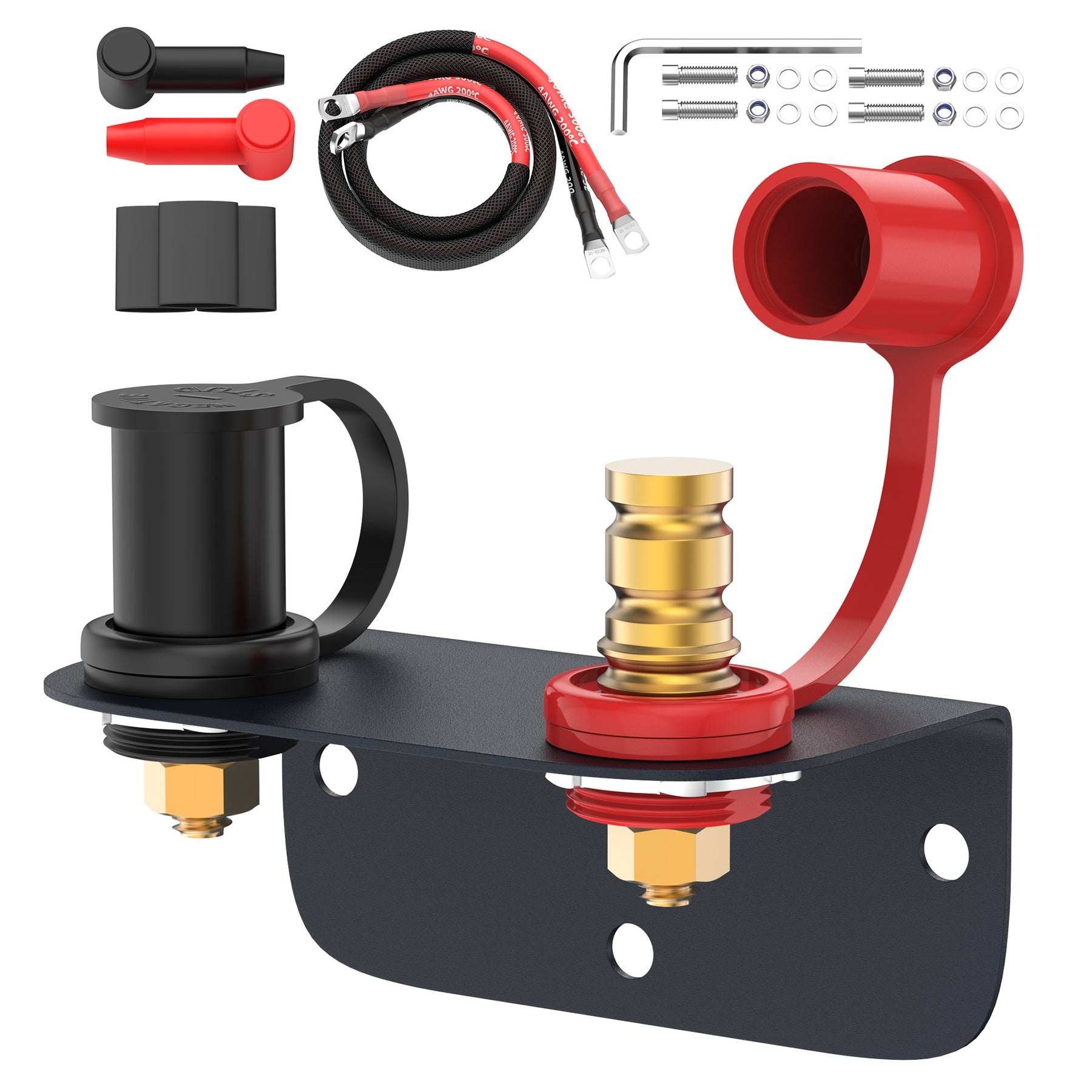 M10 3/8" Studs Battery Jump Post Kit
  with Cable and Mounting Bracket