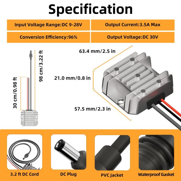 DC 9V to 28V Boost Converter with DC
  Power Cable for Starlink Mini - Image 2