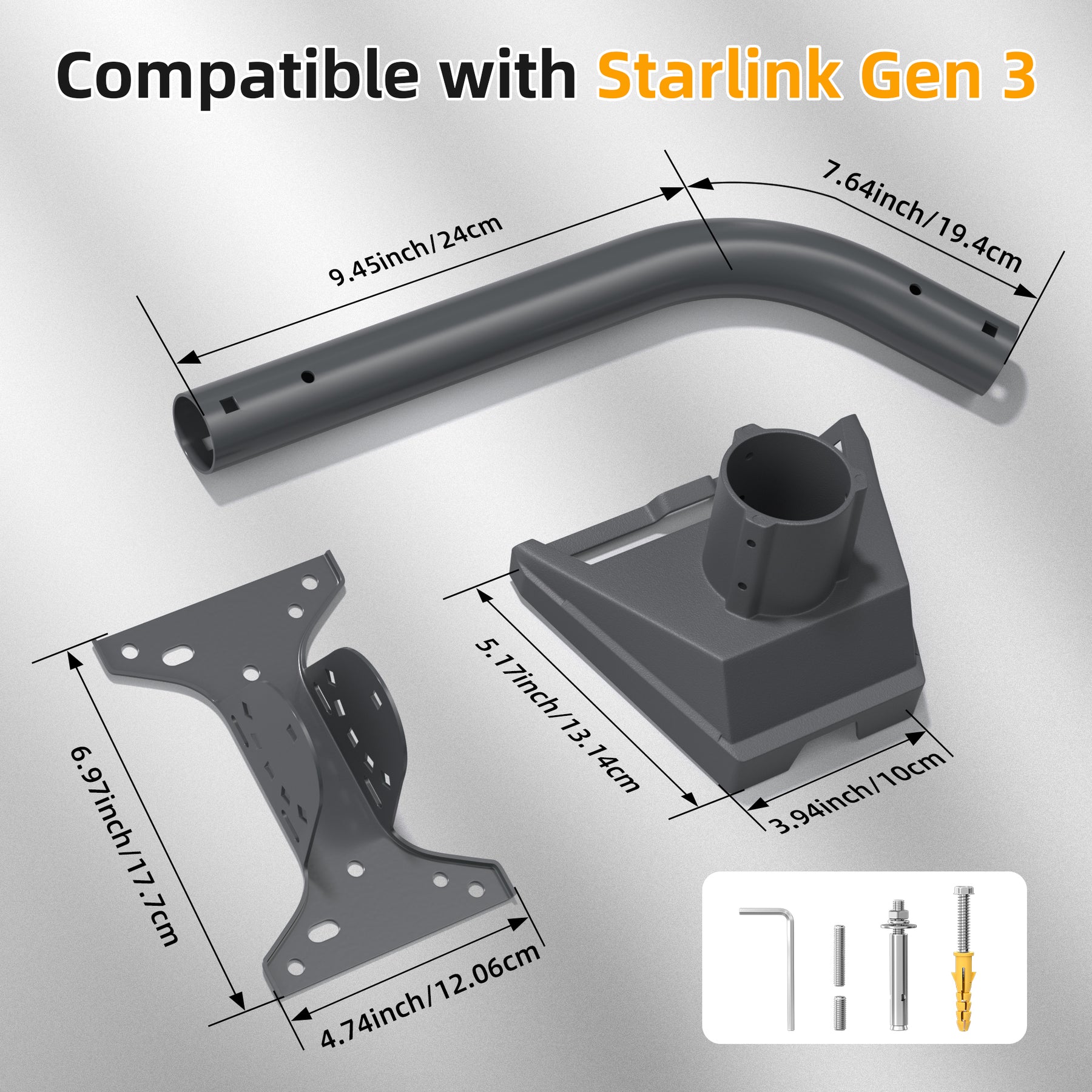 Starlink Gen 3 Standard Wall and Roof
  Mount Kit with Pipe Adapter and Pole - Image 2