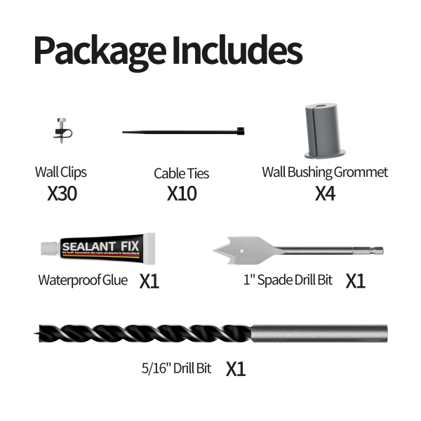 Starlink Cable Routing Kit for Gen 2/3
  & Mini | Complete Wall Pass-Through with Drill Bits, Grommets, Clips
  & Sealant - Image 2