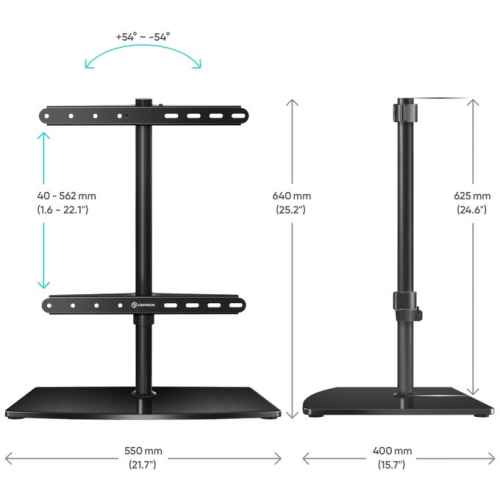 ONKRON PT3 32-75" SWIVEL TABLETOP TV
  STAND- BLACK - Image 3