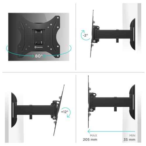 ONKRON M2S 17-43" TILT/SWIVEL TV
  WALL MOUNT- BLACK - Image 4