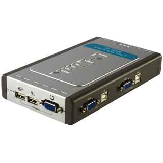 D-Link DKVM-4U 4-Port Video+USB Switch, With 2 KVM cables