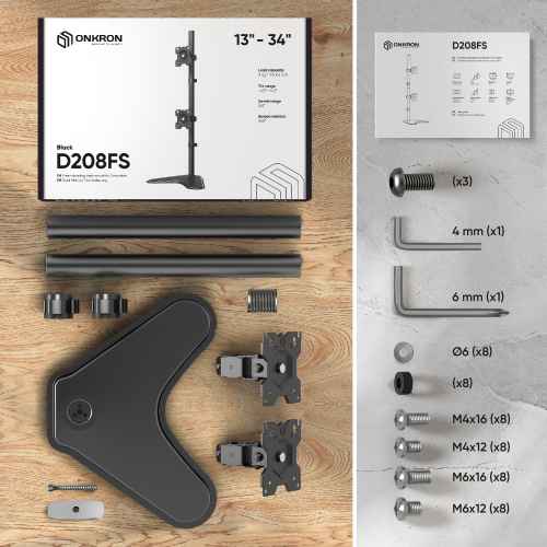 Desk Mount for Two Monitors 13"-34" max 18 lbs, Tilt-Swivel, with Rotation, Black D208FS - Image 3