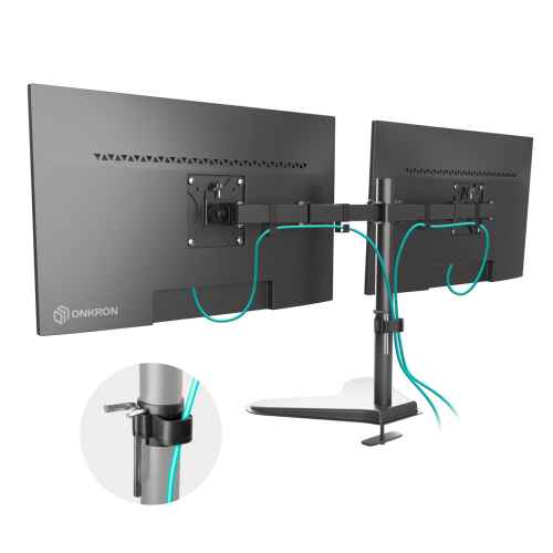 Desk Mount for Two Monitors 13"-32" max 18 lbs, Tilt-Swivel, with Rotation, Black D221FS - Image 2