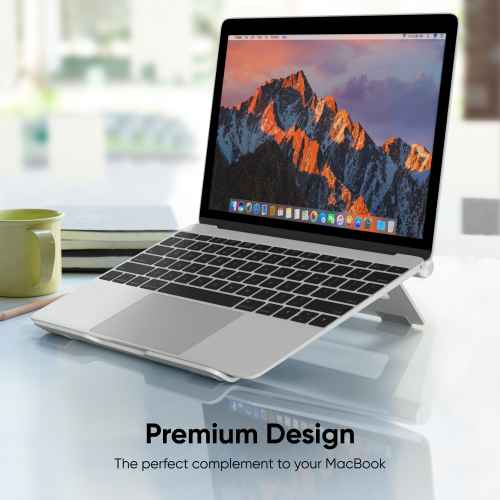 Aluminum Laptop Stand Holder Adjustable for 10"-15.8" Laptops DN01, Silver - Image 2