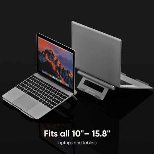 Aluminum Laptop Stand Holder Adjustable for 10"-15.8" Laptops DN01, Silver - Image 3