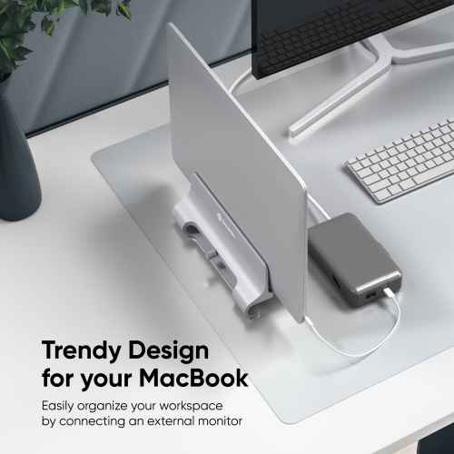 Vertical Laptop Stand Adjustable Dock for Laptops up to 15.8? DN02, Silver - Image 2