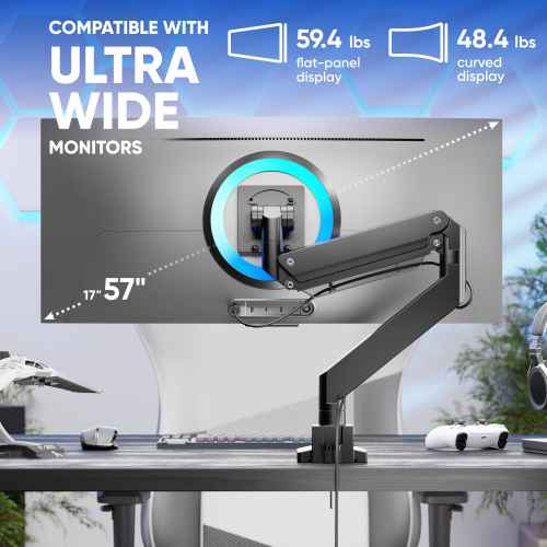 Desk Mount for Monitor 17"-57" max 60 lbs, Tilt-Swivel, with Rotation, Black G130 - Image 2