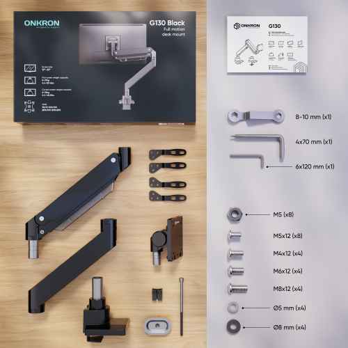 Desk Mount for Monitor 17"-57" max 60 lbs, Tilt-Swivel, with Rotation, Black G130 - Image 3