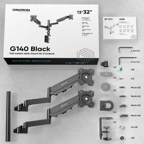 Desk Mount for Three Monitors 13"-32" max 18 lbs, Tilt-Swivel, with Rotation, Black G140 - Image 3