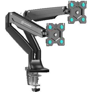 Desk Mount for Two Monitors 13"-32" max 20 lbs, Tilt-Swivel, with Rotation, Black G200