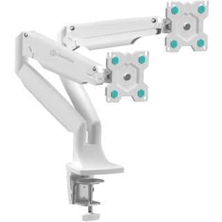 Desk Mount for Two Monitors 13"-32" max 20 lbs, Tilt-Swivel, with Rotation, White G200